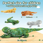 Lizard Stuffed Animal With 4 Babies Inside, 26In Stuffed Lizard Plush With Zippered Belly, Bearded Dragon Stuffed Animal Mommy Babies Set For Kids Boys Girls On Christmas, Birthday