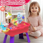 Color Changing Kitchen Play Sink Toys With Running Water For Kid,4-In-1 Electric Dishwasher Playing Toy With Animals, Food, Tableware Accessories,Pretend Role Birthday Toy For Boy And Girl