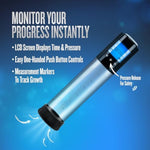 Blush Performance Vx10 Smart Penis Pump 11.75” - Rechargeable Cock Enlargement Pump For Men W/Memory Settings - Lcd Screen, Quick-Release, Measurement Marks - Male Size Enhancer - (Clear Sleeve)