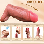 Reusable Penis Sleeve With Cock Ring, 2.56" Diameter Open-Ended Ultra-Soft Silicone Cock Sleeve Penis Enlarger For Couples Men Adult Sex Toy (Flesh)