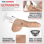 Doc Johnson Signature Series - Ryan Bones - 7 Inch Realistic ULTRASKYN Dildo with Removable Vac-U-Lock Suction Cup - F-Machine & Harness Compatible - for Adults Only, Vanilla