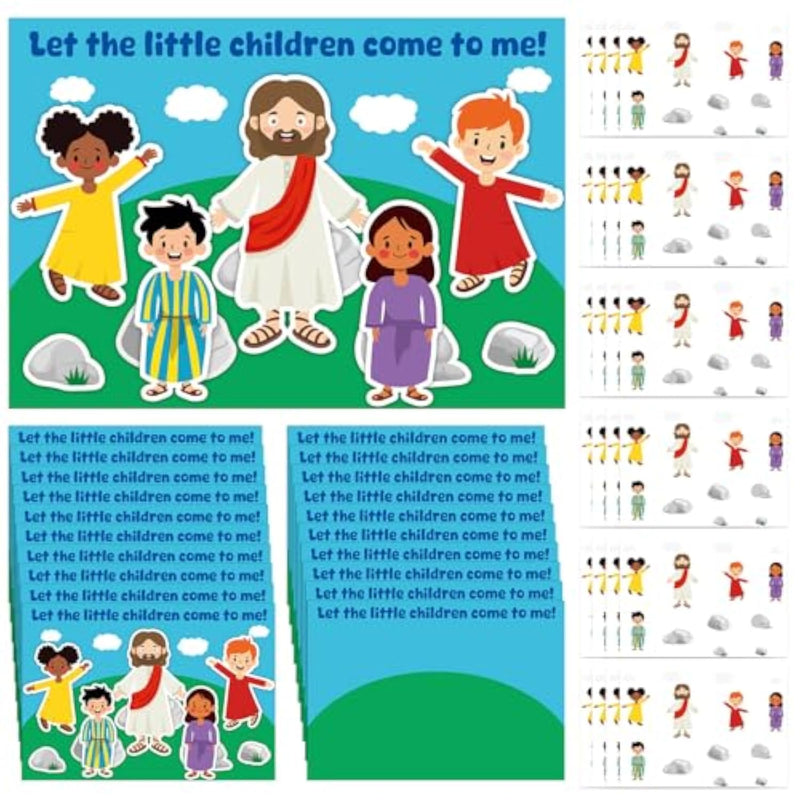 24 Sets Jesus and Children Christian Card Craft Kit for Kids with Stickers
