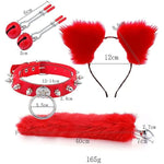 Fox Costume Set Animal Furry Ears Headband Plush Anal Plug Bunny Fox Tail Plug Furry Anal Plugs Choker Necklace Nipple Clip