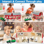 Farm Animals Toys For 3+ Year Old Kids Toddlers Girls Boys, Large Wooden Barn With Animal Play Figures, Farm Playset Educational Learning Toys, Ideal Christmas Birthday Gifts