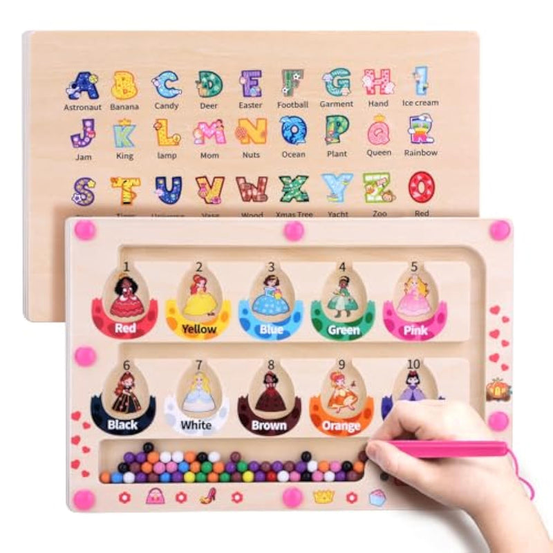 Princess Mini Magnetic Color And Number Maze Montessori Toy For Ages 3 4 5, Toddler Busy Board, Educational Preschool Learning Activities, Ideal Christmas & Birthday Gift For Girls And Kids
