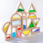 16 Pcs Large Wooden Rainbow Building Blocks for Toddlers, Stacking & Sensory Toy
