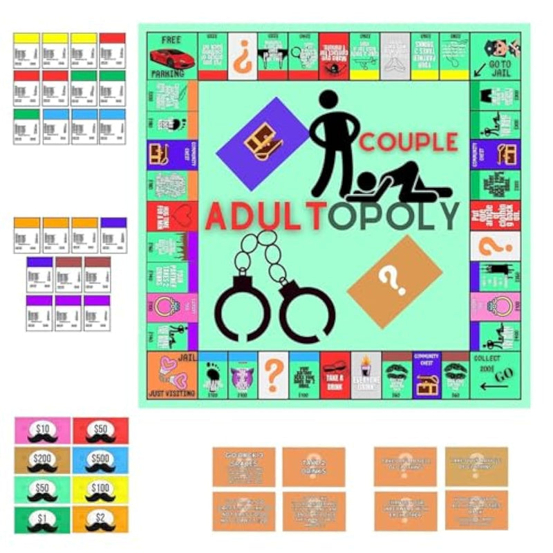 Adultopoly Board Game, Couple Adultopoly Board Game, Adults Board Games For Couple Relationship Conversation Game Card Board