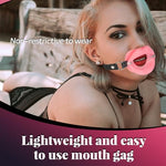Open Mouth Gag Silicone O-Ring Gags Ball BDSM Bondage Sex Toys Adjustable Head Harness Ballgag Muzzles Restraints Adult Slave Fetish Gear for Men, Women (Pink)