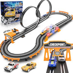 Slot Car Race Track Sets For Boys,Race Car Track With 4 High-Speed Slot Cars,Battery Or Electric Car Track,Dual Racing Game Lap Counter Track Sets,Toys Gifts For Boys Girls Ages 4 5 6 7 8-12