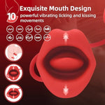 2 In 1 Women Sex Toy Sucking/Licking Vibrator And Thrusting Dildo For Woman Thick Lips Sucking Flexible Tongue Licking And Dildo Vibrator For Clitoris G-Spot Vagina Nipples Anus Gift For Women
