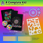 Rainbow Scratch Art Kit with 79 Stencils for Kids Ages 4-8
