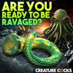 Titan Tentacle Extra Long Silicone Dildo For Men, Women, & Couples. Extra Long Fantasy Dildo With Suction Cup Base. Harness Compatible & Premium Silicone. 1 Piece, Green & Yellow.