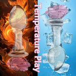 3Pcs Crystal Rose Glass Butt Plug Set, Small Medium Big Anal Plug Kit Anus Training Masturbation Pink Anal Butt Expander Sex Slave Adult Sex Toy For Men Women Gay