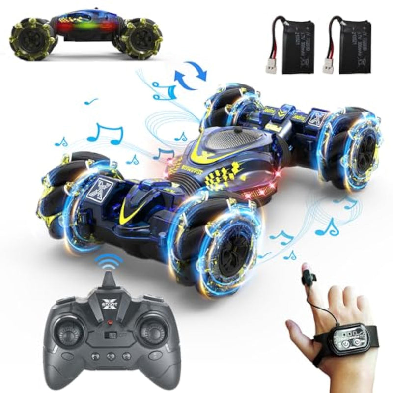 Gesture Sensing Rc Stunt Car Toys For Boys Girls 6-12, 4Wd Drift Hand Controlled Car Offroad 360° Rotation With Lights Music For Kids Age 7 9 10 11 12 Years Old Birthday Xmas Gifts