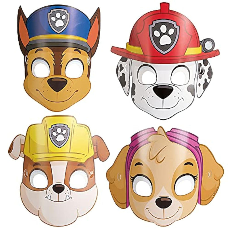 Assorted Paw Patrol Party Paper Masks (Pack Of 8) - Durable & Fun Party Favors & Gifts For Kids, Great For Themed Parties & Events - One Size Fits Most