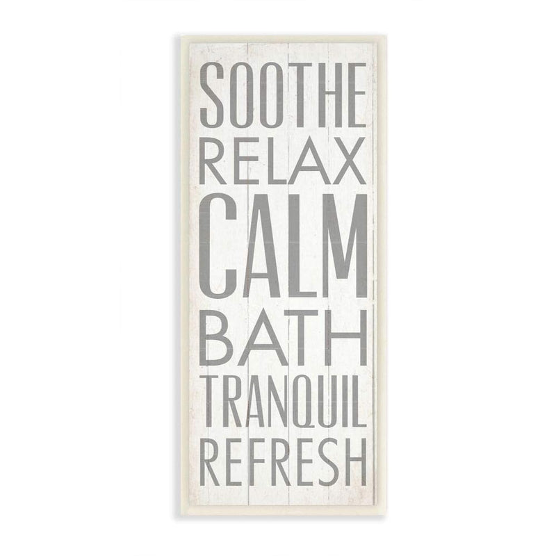 Stupell Home Décor Soothe Calm Relax Bath Bathroom Wall Plaque, 7 X 0.5 X 17,