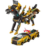 Transforming Dinosaur Toys, 2 In 1 Magnetic Cars Collision Transform Into Dino Toys, For Boys Girls Toy Age 2-12, Christmas Birthday Gift(Golden Dragon)