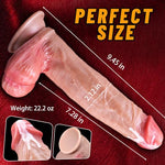9.45 Inch Dual-Density Realistic Silicone Dildo with Strong Suction Cup