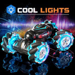 1:12 Gesture Sensing Rc Stunt Car, 2.4Ghz 4Wd Hand Controlled Remote Control Car For Boys 8-12, Double Sided Rotating Off Road Vehicle 360° Flips With Lights Music For Birthday