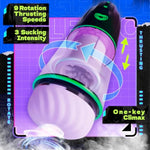 Automatic Male Masturbators 5 In 1 Penis Pump App Control 9 Rotating Thrusting 3 Sucking Real Voice Sex Toys For Men Male Stroker 3D Realistic Textured Pocket Pussy Devil Ver.2 Green