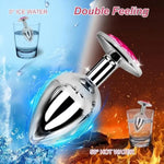 Butt Anal Plug Trainer Kits, 3Pcs Metal Butt Anal Plugs Massage Anal Trainer Toys For Couple Games, 3 Sizes With Pink Crystal Jewels