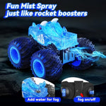 Remote Control Car, 2.4Ghz Monster Trucks Toys With Light Spray, Birthday Gift For Kids 3 4 5 6 7 8, All Terrain Rc Cars, Toddler Toys For Boys Girls 3+ Year Old (Dinosaur-Blue)
