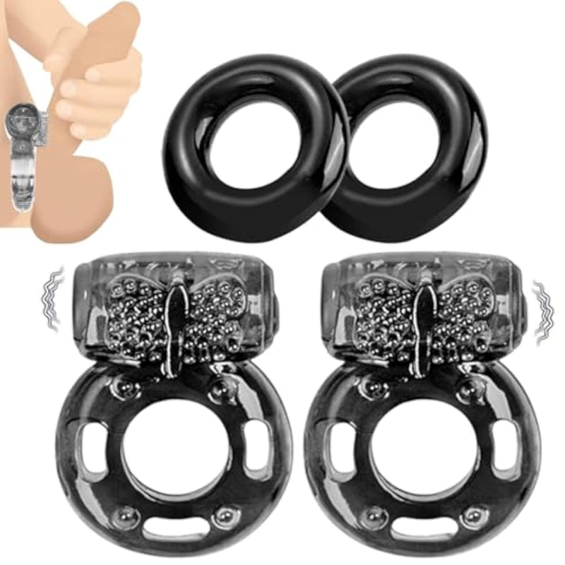Vibrating Cock Ring Penis Ring Vibrator Clitoral Stimulator Penis Erection Enhance Soft Silicone Adult Male Sex Toy& Games For Male Training Longer Harder Stronger (Black)
