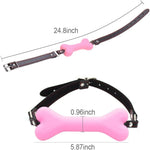 Adjustable Silicone Bone Gag – Soft BDSM Restraint for Couples Role Play (Pink)