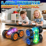 Remote Control Car With Cool Light, Fast Double Sided 360° Rotating Stunt Rc Car Toys For Boys Ages 4-7 8-12, Birthday Gifts For Kids Boys Girls 3 5 6 7 8 9 10 Year Old (Orange)