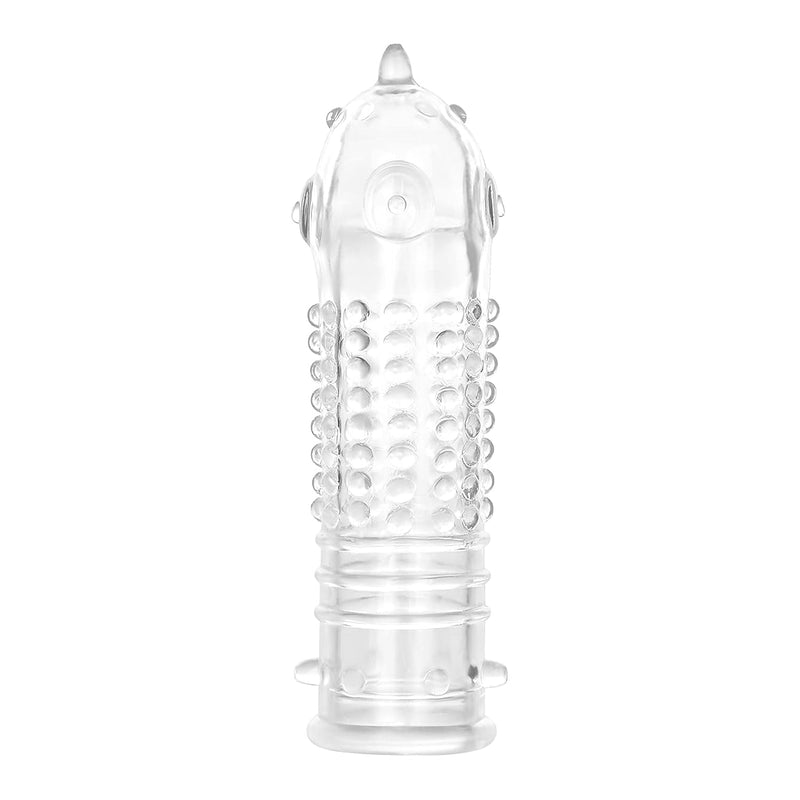 Nubbed Penis Sleeve - Textured Cock Sleeve, Penis Sheath For Intense Stimulation - Flexible, Partner Pleasure, 15Cm (Transparent)