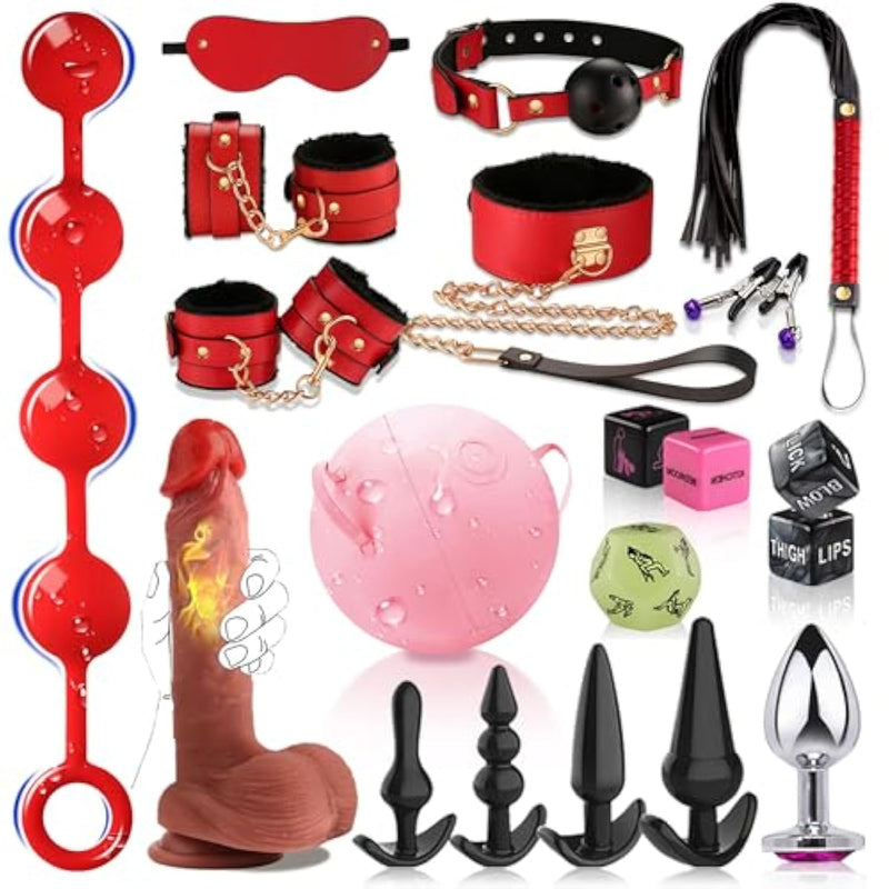 20Pcs Anal Plug Adult Sex Toys,Bdsm Bondage Sex Restraints Set With Dildo Anal Toys And Anal Beads Butt Plug,Sex Kit Adult Toys For Men Women And Couples