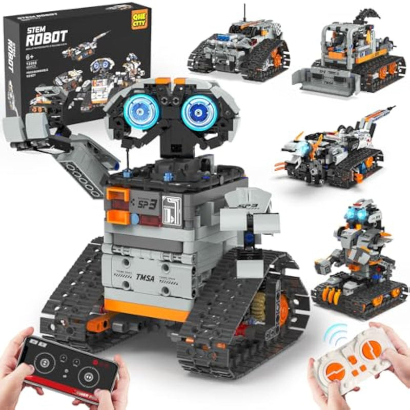 5In1 Stem Robot Building Kit For Kids 6-14+, App & Remote Control Stem Robot Dinosaur Car Building Toys For Kid Science Learning, 688 Pcs Diy Building Blocks Set, Boys Girls Birthday Xmas Gifts Ideas