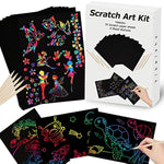 56 Pcs Scratch Art Set for Kids with Black Paper, Cards, Boards & Doodle Pads