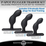P-Spot Plugger Anal Prostate Plug Trainer Set With Harness. Premium Silicone Butt Plug Sex Pegging Toy. 3 Anal Plugs Included - Small, Medium, Large, Black (Ah053)