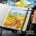 2 Pack Watercolor Journals, 5.5 x 5.5 Inch, 48 Pages, 230 GSM Mixed Media Paper