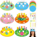 24 Sets Spring Crown Craft Kit, DIY 3D Paper Hats with Stickers & Flowers