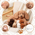 5 Pcs Labradoodle Nurturing Dog Stuffed Animal Sets 15 Inch Soft Cuddly Labradoodle Plush Toys Nursing Mommy Dog With 4 Puppy Stuffed Animals For Kids Birthday Christmas Party Gifts
