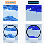 3D Moving Sand Art Lamp, Deep Sea Flowing Sand Frame with Colorful LED Light