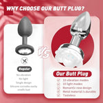 Rose Anal Plug Sex Toys Vibrator, Metal Adult Toy Vibrating Butt Plug With 10 Light Up & 10 Vibrating Modes, Remote Control Prostate Massager Adult Sex Toys & Games, Adult Toys For Women And Men