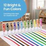 24 Count Washable Dot Markers for Toddlers, 12 Colors, Non-Toxic Art Set