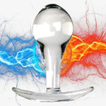 Crystal Glass Anal Plug,Anal Plug For Comfortable Long-Term Wear Glass Butt Plug With Curved Based & Long Stem Tapered Prostate Massager Sex Toy Anal Expander Sex Toys For Men Women(L)