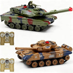 1/24 Rc Battle Tank Set - Remote Control T90 & Leopard Tanks With Realistic Sounds, Lights, Life Indicators, And Spray Effects - Military Toy For Kids & Adults