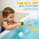 Bath Toys 6 Pack No Hole Baby Bathtub Toys Soft Squeezable & Float On Water Easy-Grip Toddler Bath Toy Set For Kids Ages 1-3 Tub Pool Toys