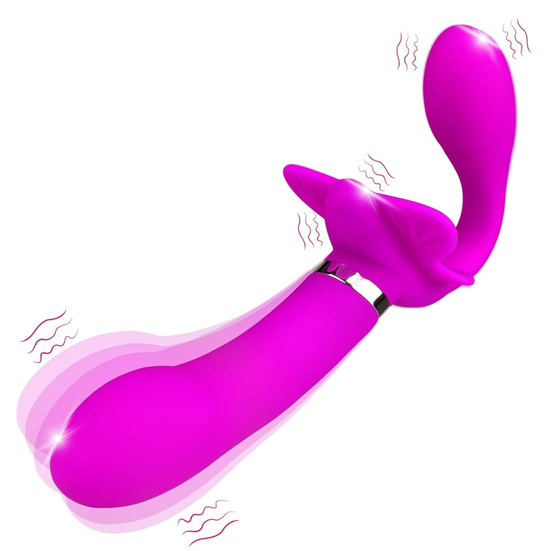 Strapless Dildo Vibrator, No Strap On Butterfly G Spot Vibration & 12 Vibration Modes, Anti Slip Silicone Realistic Double Ended Vibrating Butt Plug, Adult Anal Sex Toys Women Lesbians Couples