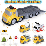Toddlers Truck Toys,Boy Toys Gifts For 1 2 3 Years Old,5 In 1 Construction Transport Truck With Lights & Sounds,Ideal Birthday For Baby Toddler 12-18M+
