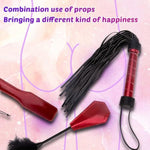 4 Pcs Bdsm Training Set Sex Whip Adult Sex Flap Paddle Role Playing Adult Role Playing Sex Game Bdsm Feather Hand Flap Whip Nipple Clip Rose Red
