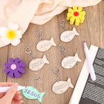 24 Pcs Wooden Jesus Fish Keychains, Color Your Own Christian Craft for Kids