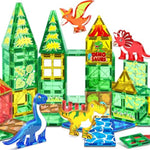 Magnetic Tiles Dinosaur Toys For Kids 3-5 4-8 Magnet Building Blocks Toddler Toy - Dino World Magnetic Toys Stem Creative Games Christmas Birthday Gifts For 3? Years Old Boys Girls