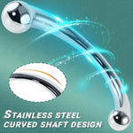 G-Spot Prostate Massager Anal Plug Double Dildo Metal Curved Butt Plug Both Ends Different Anal Training Sex Toys For Men Women Couples Masturbation (L)