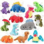 12 Pack Small Dinosaur Plush Toys, Mini Stuffed Animals Bulk For Kids Dinosaur Party Favors, Soft Dino Playset Keychains, Goodie Bag Stuffers For Toddler Boys Girls Carnival Prizes